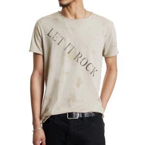 John Varvatos Men's Let It Rock Stencil Raw Edges SS Graphic Crew T-Shirt Fossil